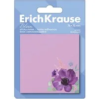 Erich Krause Haftnotizblock, Haftnotizen 75x75mm Blumenmotiv selbstklebend 50 Blatt Pastell Lila
