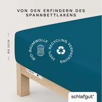 Schlafgut Spannbettlaken CASUAL Bettlaken 100% gekämmte Bio-Baumwolle, 150 g/m², Spannbetttuch, Jersey, Gummizug: rundum, (1 Stück), Bettlaken bis 25 cm Höhe, langlebig, weich, Antipilling-Ausrüstung