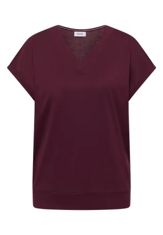 Cecil - Lässiges Basic T-Shirt mit V-Ausschnitt und überschnittenen Schultern rot - Gr. - XS