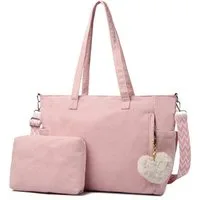 Cachito Schultertasche Damen Umhängetasche Groß Shopper Handtasche Cord Tote Bag Reisetasche, für Arbeit Büro Reisen Einkaufen Schule Strand