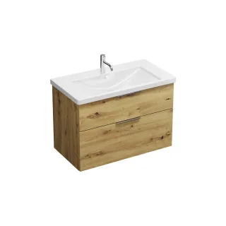 Burgbad Keramik Waschtisch-Set Eqio Eiche Dekor Urban/Alpinweiss, SEYQ093F5662C0001 SEYQ093F5662C0001