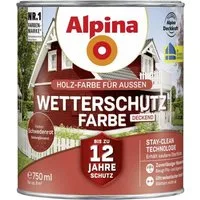 Alpina Wetterschutzfarbe Holzfarbe für außen deckend Schwedenrot 750 ml
