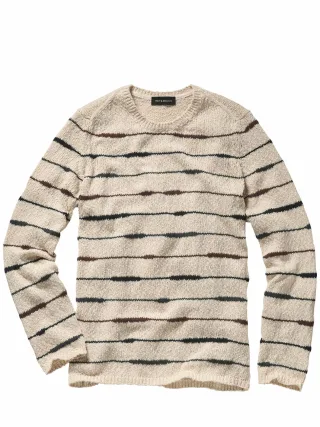 Mey & Edlich Herren Flammen-Pullover Beige 76 % Baumwolle, 24 % Leinen