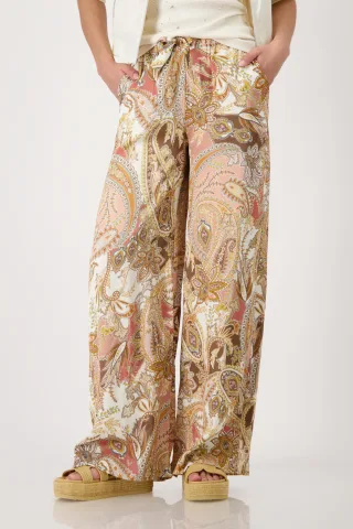 monari - Palazzo-Hose mit Paisleymuster mocca gemustert - Gr. - 42