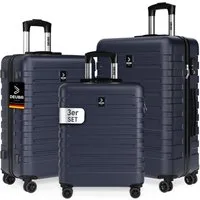 Deuba Kofferset, Handgepäck Koffer 55x40x20 Sicherer Stauraum Kreuzgurt PVC Reisekoffer