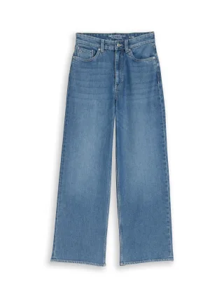 Denim Tom Tailor - TTLINOU WIDE High Waist Jeans used mid stone blue denim - Gr. - 30