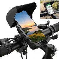 MOPUEA Smartphone-Halterung Handyhalterung Fahrrad 360° Drehbar Sonnenschutz Stoßfest Outdoor, (Handyhalterung mit Sonnenschutz und 360° Drehfunktion, Für Fahrrad Boot Outdoor und sichere Smartphone Nutzung, 360° drehbar stoßfest und werkzeuglos mont