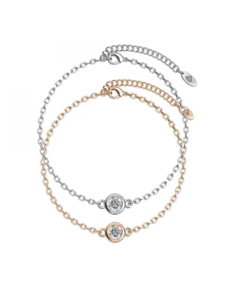 Geburtsstein-Armband - Rhodium Rose Gold und Kristall
