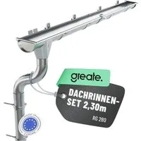 greate. Dachrinne 2,3 Meter Dachrinnen Set mit Fallrohr verzinkt - 280 Regenrinne,Hat einen hohen Korrosionsschutz und bietet eine lange Lebensdauer, 1-St., Einfache Montage ohne Kleben oder Schweißen