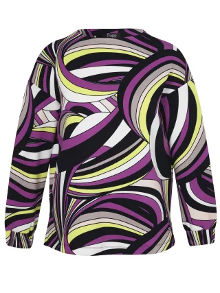 Frapp - Sweatshirt Kelchkragen 1/1 Arm Druck fuchsia multicolor - Gr. - 46