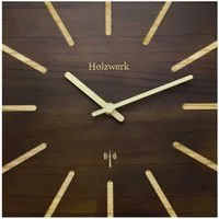 Holzwerk Funkwanduhr Eckige Designer Loft Funk Holz Wand Uhr (Nahezu lautloses Uhrwerk, analog, 25 cm)