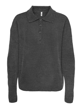 ONLY - ONLTALIO LS POLO NECK BF KNT Dark Grey Melange - Gr. - XS