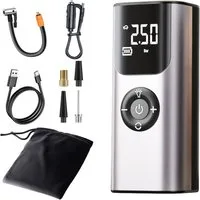 Quntis Akku-Luftpumpe 4000 mAh 150 PSI Elektrische Luftpumpe mit Bildschirm, Mit USB & Licht (Set, 2-tlg), für Camping und Fahrrad, als Taschenlampe und Powerbank