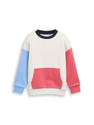 tom tailor kids - Oversize Sweatshirt mit Kängurutasche greyish white - Gr. - 134