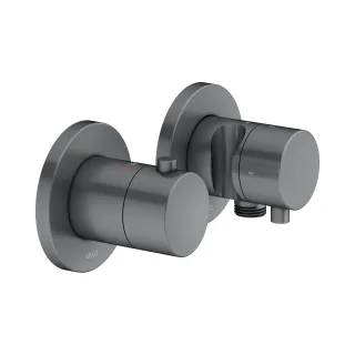 Keuco Thermostat Unterputz Set Edition 400 51553, 2-Wege m.Schlauchan./Br.halt. schwarz-chrom gebürs 51553131221
