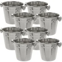 Koopman Eiseimer Eiswürfelbehälter Edelstahl 11x11 cm Mini 2 Griffe 8er Set, 8tlg, 11x11cm, Edelstahl, 2 Griffe, Barzubehör