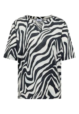 CECIL - T-Shirt mit Animalprint grün - Gr. - S