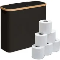relaxdays Toiletten-Ersatzrollenhalter Toilettenpapier Aufbewahrung 12 Rollen, schwarz