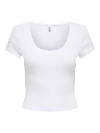 ONLY - ONLMADISON S/S U-NECK TOP BOX JRS Bright White - Gr. - M