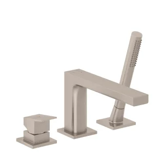 KLUDI-DECUS Wannenfüll- und Brause-Einhandmischer 3-Loch Montage Stainless Brushed Nickel 54448N575