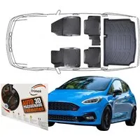 Trimak Passform-Fußmatten Oder Kofferraumwanne Oder Set für Ford Fiesta, Ford Fiesta 2017-2023 Gummimatten Auto & Kofferraummatte TPE