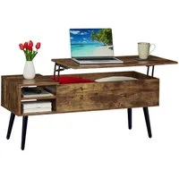 relaxdays Couchtisch mit Stauraum, Holzoptik