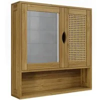 Vicco Badezimmerspiegelschrank Liora, Bambus/Rattan, 56 x 58 cm mit Spiegel (1-St)