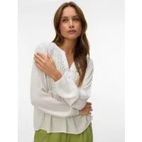 Vero Moda Shirtbluse VMMENNY EMB LS TOP WVN NOOS Viskose, Stickerei Details