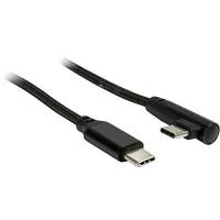 USB Kabel, USB-C Stecker > USB-C Stecker 90° schwarz, 1 Meter, PD, Laden mit bis zu 60 Watt, gesleevt