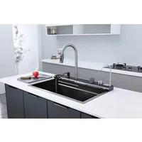 Faizee Home Edelstahlspüle Edelstahlspüle FaizeeHome, Multifunktionale Edelstahlspüle mit Armatur