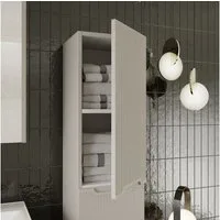 Karen Badmöbel-Set Hochschrank Bella, (Optionaler Hochschrank, 1-St., Hochschrank mit Türen & Regalen), Kaschmirbeige, Riffeloptik, Griffmulden, Softclose