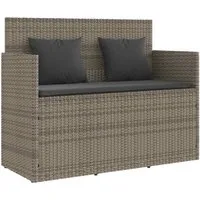 vidaXL Gartenbank Gartenbank mit Kissen Grau Poly Rattan (1-St)