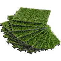 Novzep Kunstrasen 10st Kunstrasen, naturgetreu, Drainagefunktion, 6,5 K Fasern/m², 25mm Höhe,je 30x30cm
