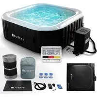 Juskys Whirlpool SpaLuxe, Aufblasbar, (1-tlg), 130 Sprudeldüsen, Inkl. Pumpe und Zubehör, LED-Beleuchtung