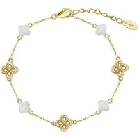 Suzan Gold Silberarmband 925 Silber Cloverina Kleeblatt verstellbar