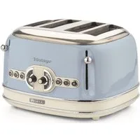 Ariete Toaster Vintage, 4 kurze Schlitze, für 4 Scheiben, 1630 W, blau