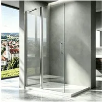 Boromal Walk-in-Dusche faltbar Walk In Dusche Duschwand, Einscheibensicherheitsglas, (Falttür Faltwand), Rechts-und Links montierbar