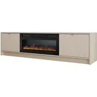 MIRJAN24 TV-Schrank Tireno mit Kamin (mit zwei Drehtüren) Realistische LED-Flamme, Gasdruckfeder