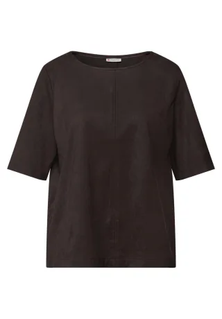 Street One - Velours Blusenshirt braun - Gr. - 44