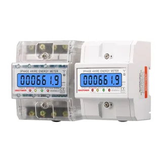 SmartMeter 100A LCD KWh Energy Meter with Three-Phase Backlight Guide Rail for Home Use Energy Monitoring3*127/220VAC