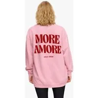 Worldclassca Sweatshirt Worldclassca Oversized Sweatshirt MORE AMORE Print Langarm Pullover Neue Kollektion - Stilvolle und gemütliche Casual Mode für Damen