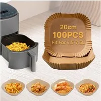 Smad Backpapier für Heißluftfritteuse,20*20*4,5cm,100/200/300St., Antihaft, wasser- und ölbeständig, für Airfryer, Ofen, Mikrowelle
