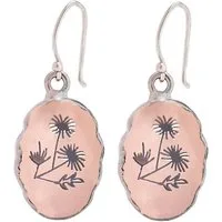 Villa Sorgenfrei Schmuckmanufaktur Paar Ohrhänger Rosenquarz Ohrringe mit Wildblumen. 925 Sterling Silber