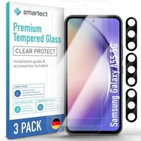 smartect Displayschutzglas Schutzglas Panzerfolie Klar für Galaxy A55 5G, Set, 3 Stück, (Display + Kamera) Schutzfolie Glasschutz