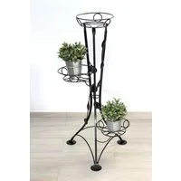 DanDiBo Blumenständer Blumentreppe Metall Schwarz 100 cm mit 3 Ablagen KW041 Blumensäule, Pflanzenständer Pflanzensäule Blumenhocker
