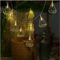 MARELIDA LED-Lichterkette LED Deko Lichterkette DIAMANT 10 kleine beleuchtete Rubine 1,6m silber, 10-flammig