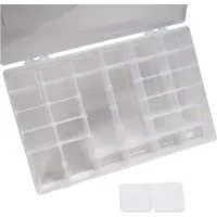 Work plus Sortimentskasten Sortierbox transparent mit 36 Fächern, verstellbare Trennwände, Kleinteilemagazin, Sortimentskasten verstellbar