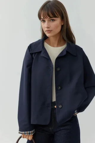 Karo-Futterjacke mit Knopfverschluss