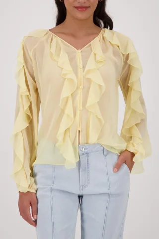 monari - Georgette Bluse mit Rüschen pastel yellow - Gr. - 42