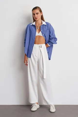 Hochtaillierte weite Crepe-Hosen